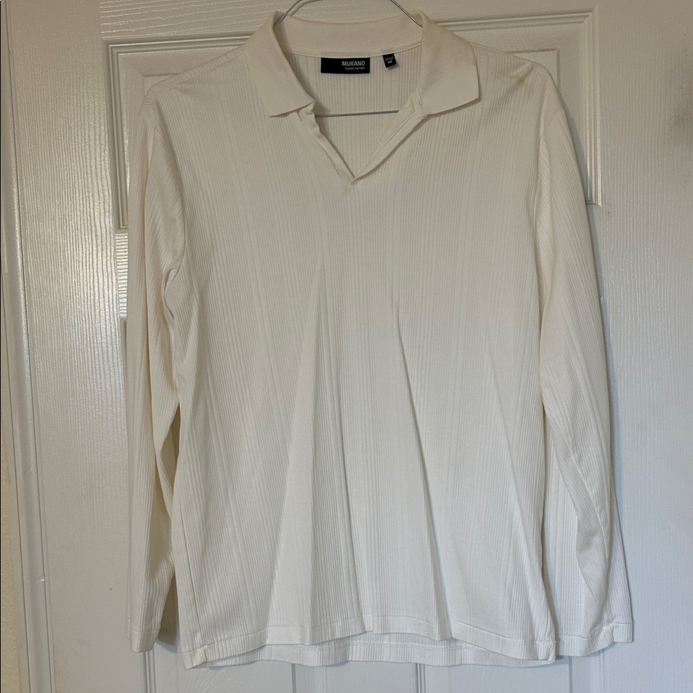 Murano Liquid Cotton Men's White Long Sleeve Shirt